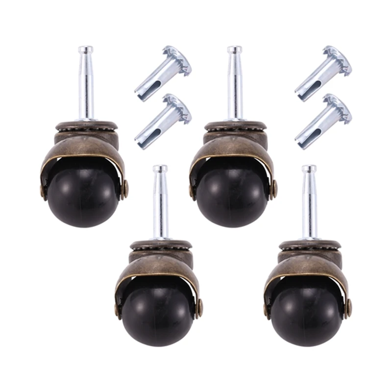 

Колесики-ролики 1,5 дюйма для мебели, комплект из 4 штук, с монтажными стержнями 8x38 мм и сменными втулками-вкладышами