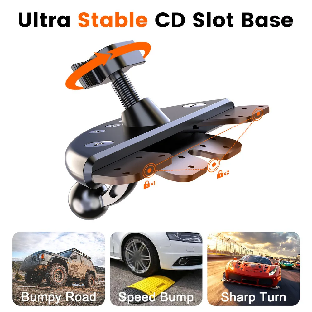 CD Slot Car Mount Space-saving For CarPlay Black Space-saving Adjustable Angles & Low Profile CD Port Phone Holder Accessories