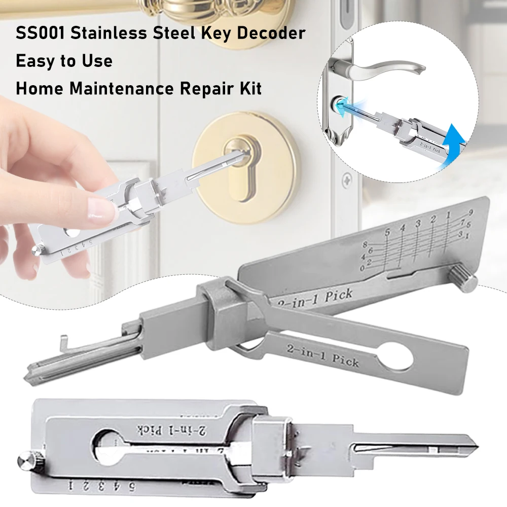 

Декодер из нержавеющей стали 2в1, комплект уплотнительных колец, слесарные инструменты, декодер для ключей, прецизионный крючок, инструмент для ремонта ручного обслуживания двери