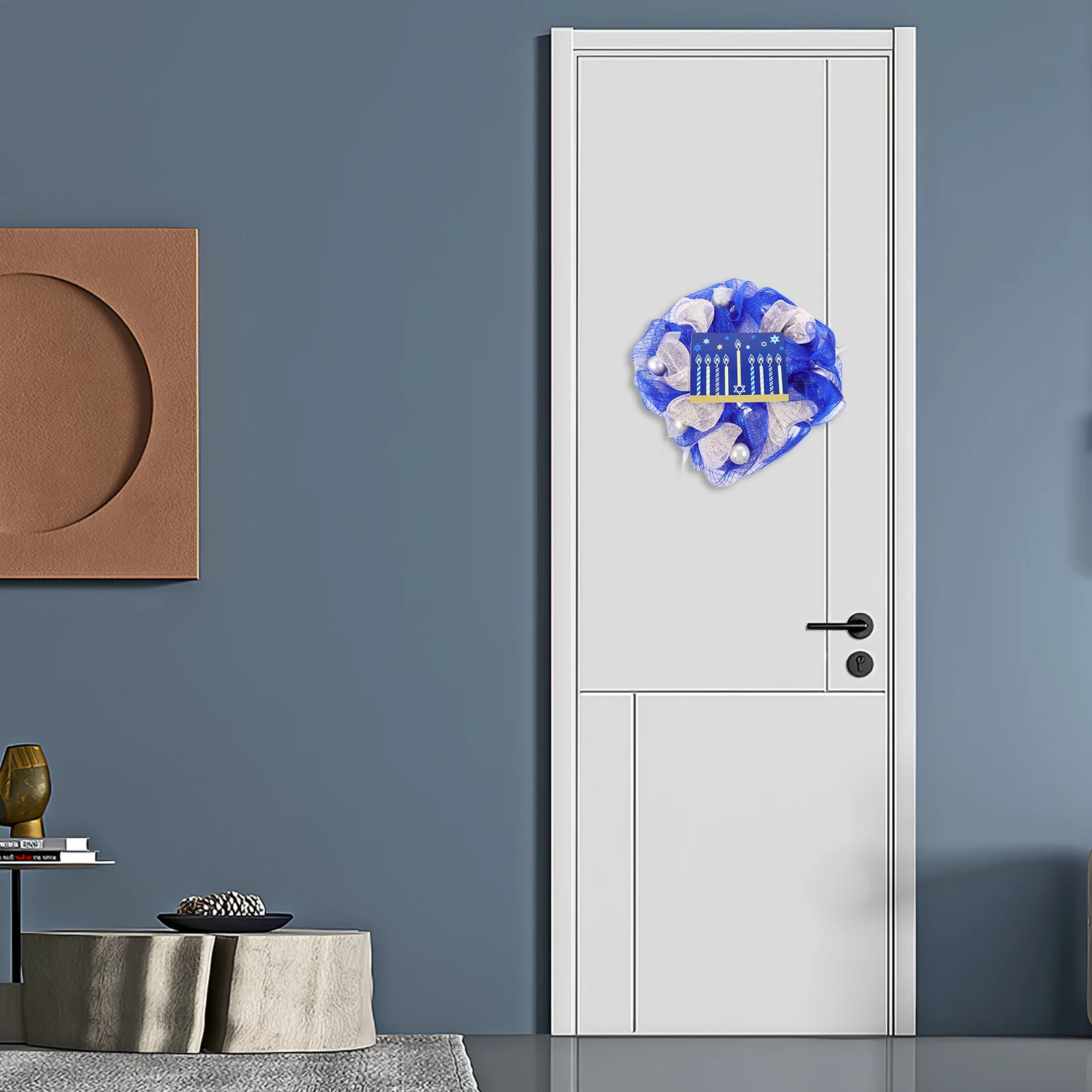 

Blue Wreath Decoration Round Fabric Party Home Chanukah Sign Chanukah Front Door Wreath Front Door nament Holiday Hangings