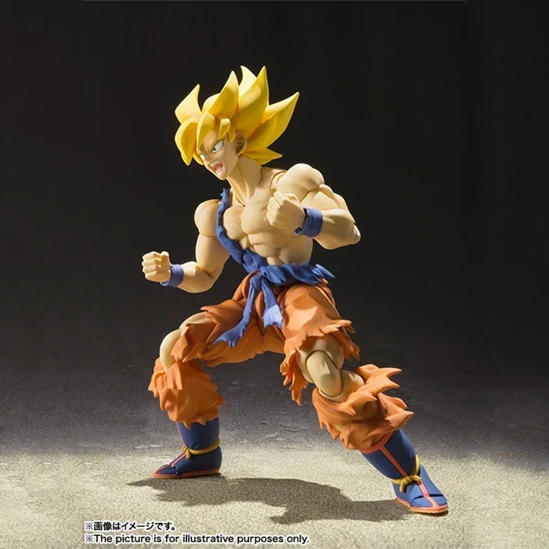 In Stock Original SHF Dragon Ball Z Son Goku Yellow Hair War Damage Goku Action Figure Model Toys Anime Figura Gift