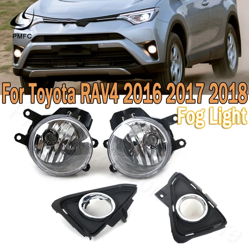 Cubierta de luz antiniebla del parachoques delantero, marco de parrilla, luz antiniebla, rejilla de lámpara de conducción para Toyota RAV4 2016 2017 2018, luz antiniebla o cubierta