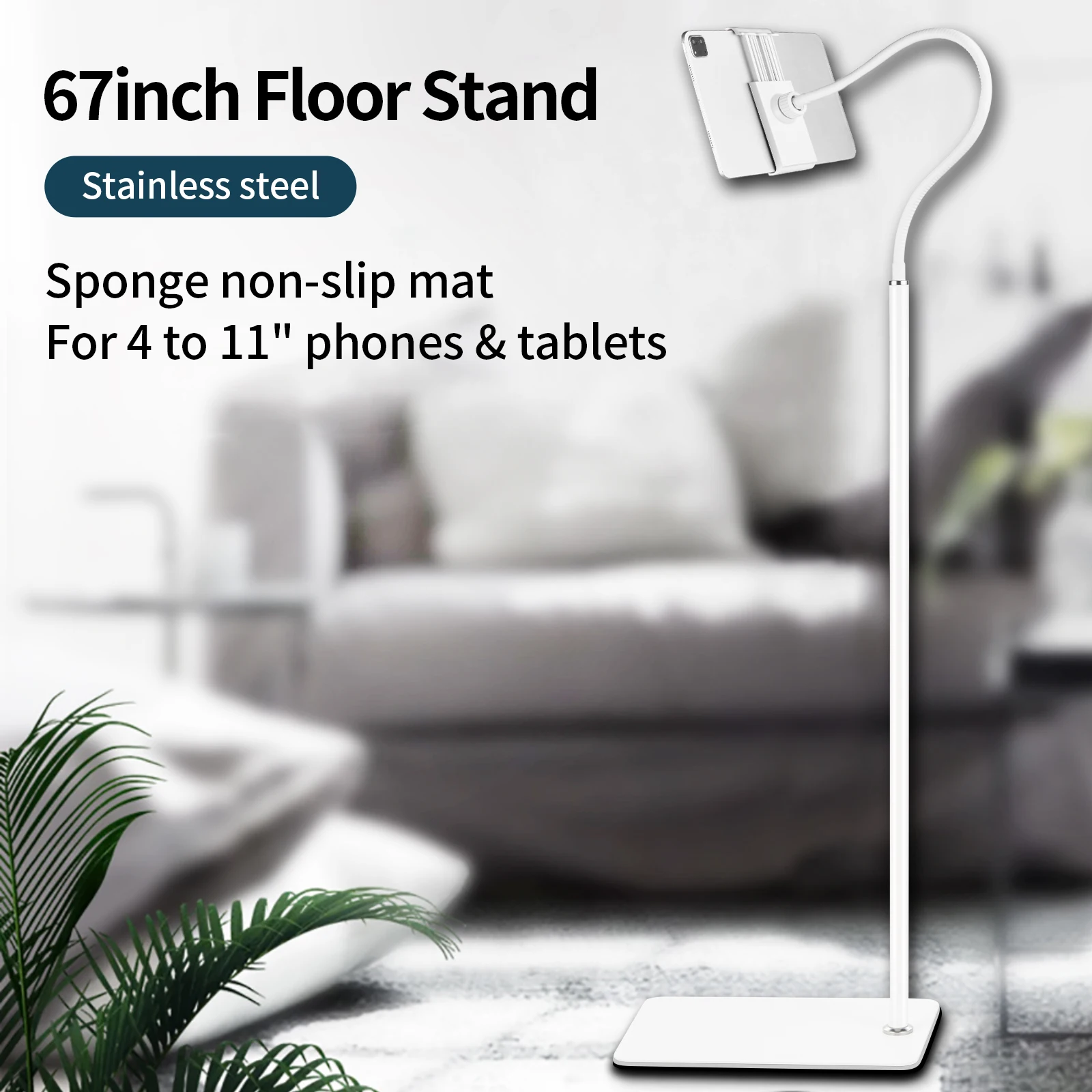 Universal Phone Tablet Mount Stand Holder 67 Inch Stainless Steel Floor Stand For iPad Samsung Xiaomi Huawei Phone Stand Support