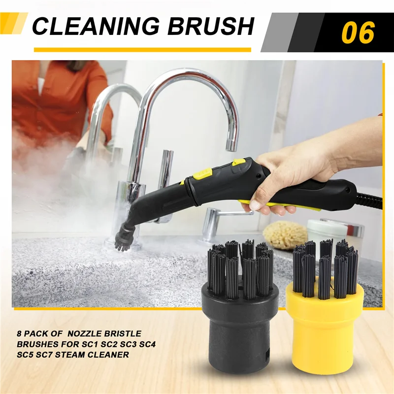ABUD-8 حزمة من فرش فوهة الأدوات اليدوية الخشن لمنظف البخار Karcher SC1 SC2 SC3 SC4 SC5 SC7