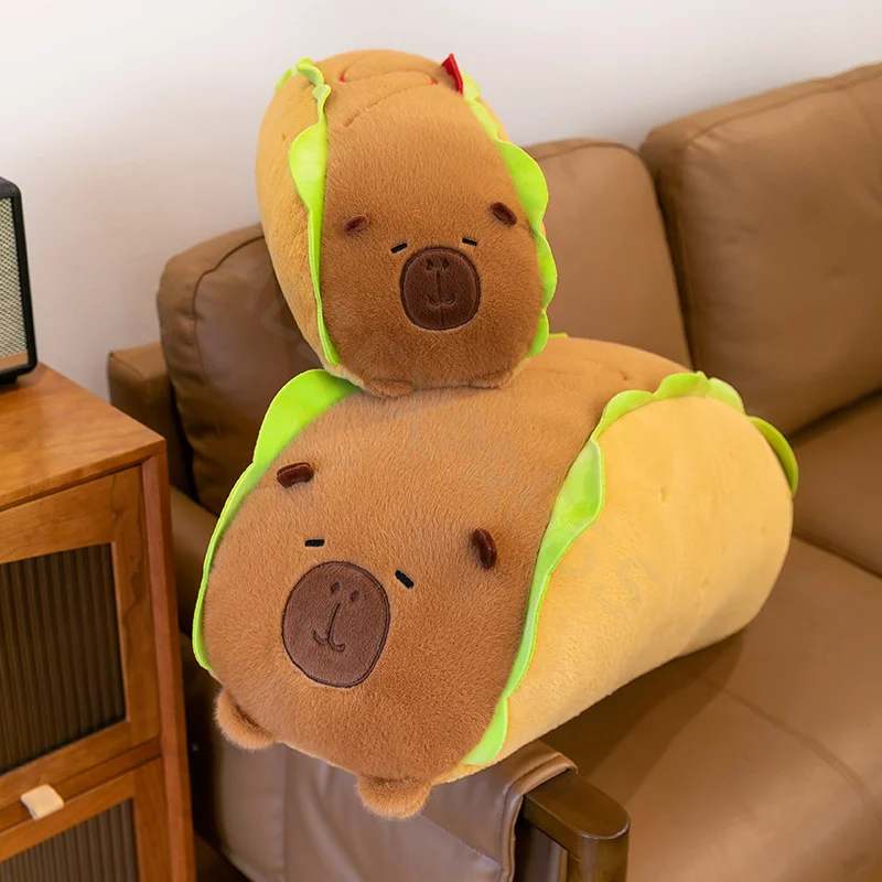 

35/50cm Cartoon Hot Dog Style Capybara Long Strip Pillow Plush Stuffed Doll Toy Cute Home Desktop Decoration Ornament Kids Gift