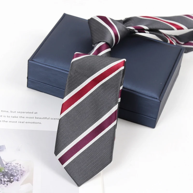 Men's Ties Design Luxury Dark Red Striped Tie British Styles Jacquard 6cm Necktie Business Party Groom Collar Accessories Gifts