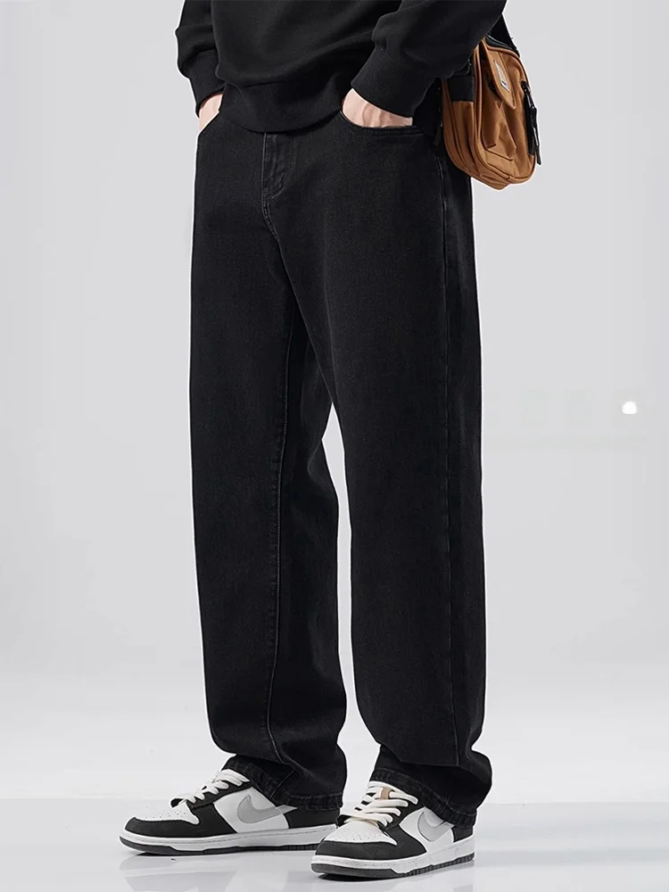 

Модные черные эластичные джинсовые джинсы, мужские прямые повседневные брюки, весна-осень, американский ретро Sle, модный городской хлопок...