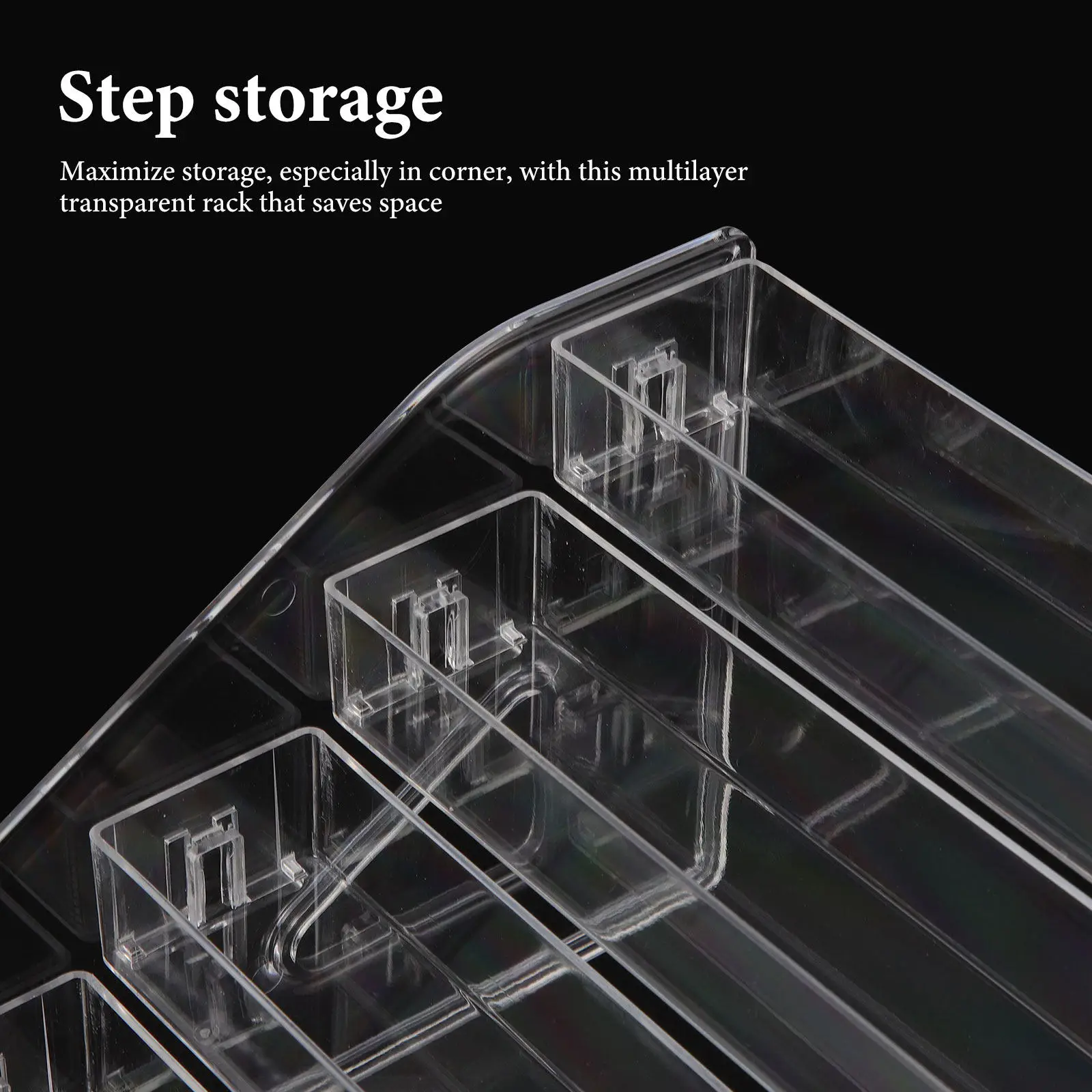 Multi-Layer Transparent Acrylic Display Rack for Makeup Eyeshadow Lipstick Nail Polish Storage Space Saving Corner