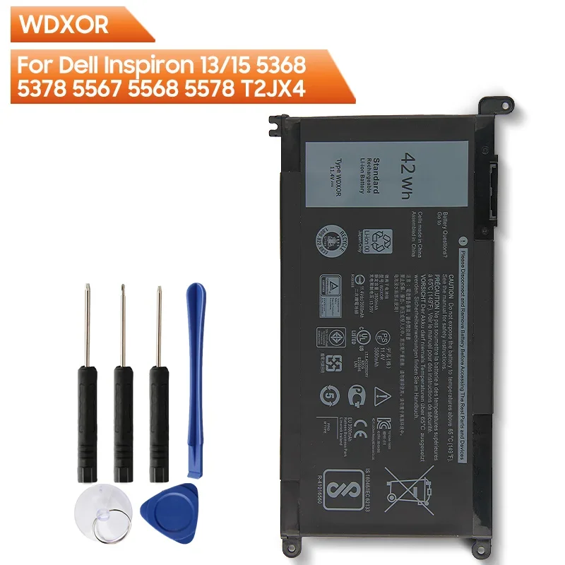 Replacement Battery WDXOR For Dell Inspiron 13 5368 5378 15 5567 5568 5578 T2JX4 Dell Inspiron 15 5568/13 7368 T2JX4 Series