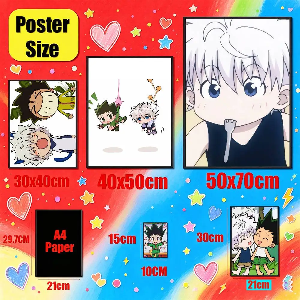 For Hunter X Hunter Gon Freecss Killua Zoldyck Poster Cover Wall Sticker Bedroom Custom Self-adhesive Decoration Fans Playbill