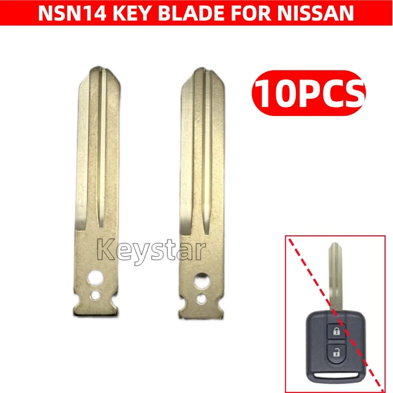 10pcs/lot Original NSN14 Car Key Blade 2 Holes Key Blade for Nissan Qashqai Navara 2 Buttons Remote Replacement Car Key Blade