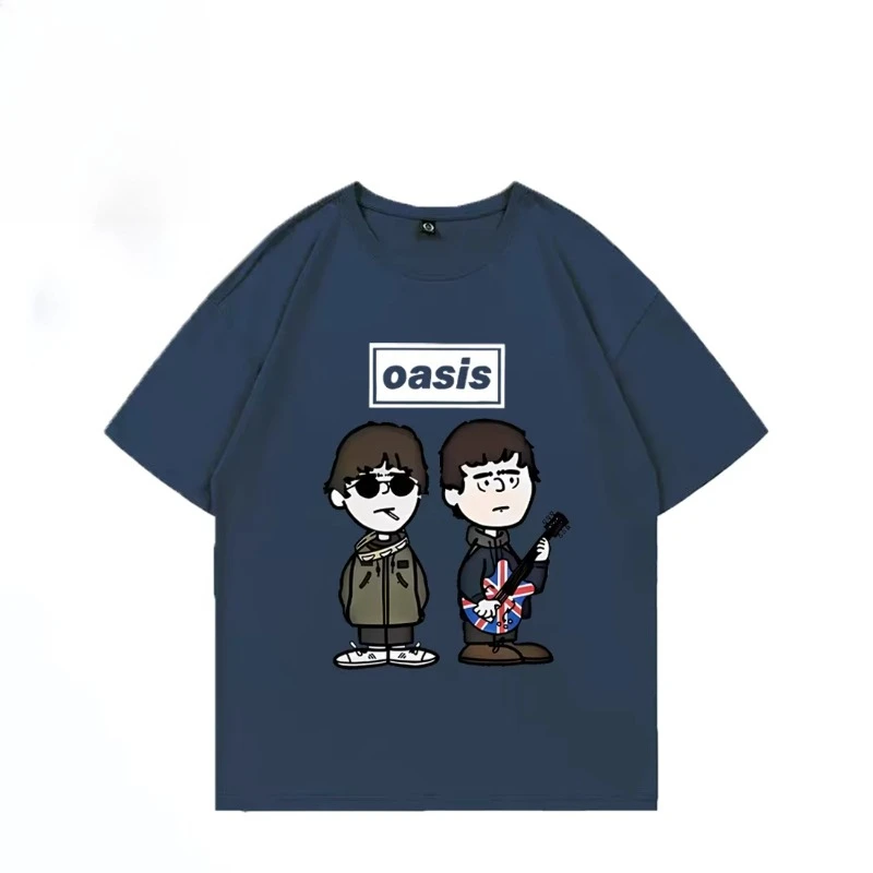 Koszulka męska/damska z krótkim rękawem, bawełniana, letnia, w stylu vintage, hip-hop, streetwear, z grafiką zespołu rockowego O-Oasis Live 25 Punk.