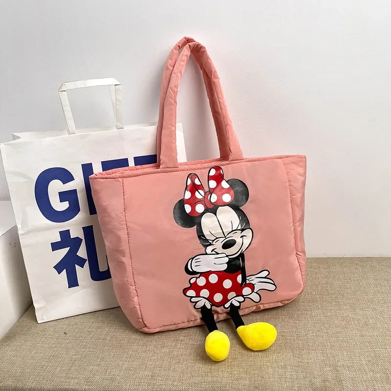 Disney novas meninas bolsa de lona dos desenhos animados mickey mouse bolsa de ombro estudante bolsa de compras feminina grande capacidade sacola