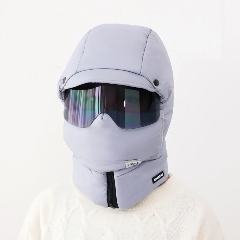 Inverno quente ciclismo boné dos homens da bicicleta da motocicleta balaclava à prova de vento esportes cachecol veludo capa facial feminino chapéu de esqui com óculos