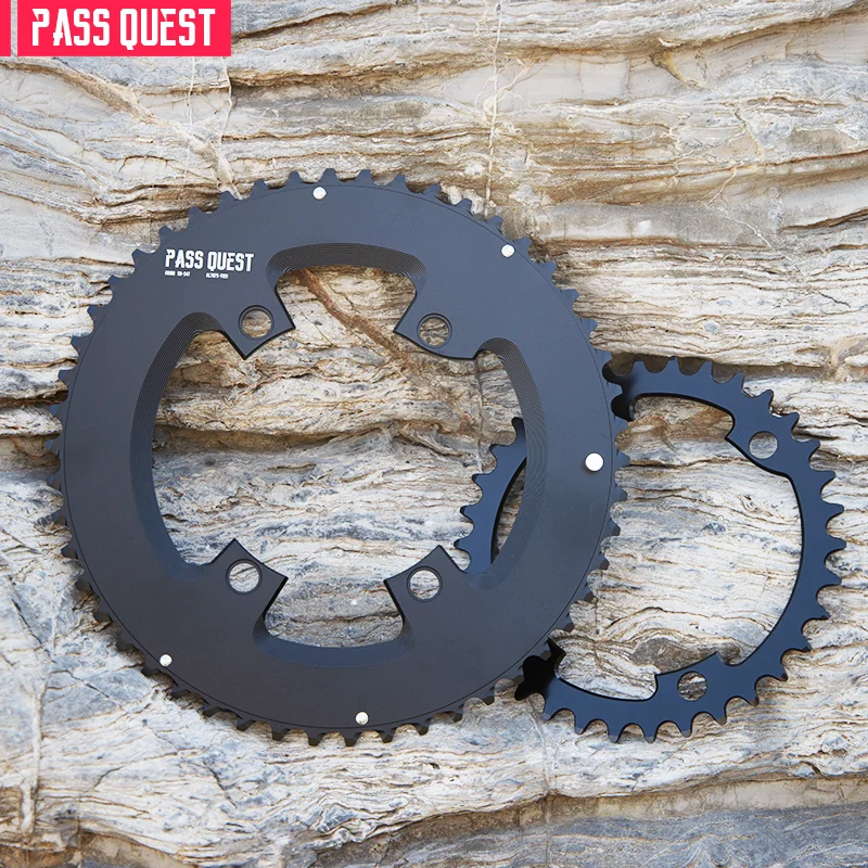 PASS QUEST BCD110 46T 48T 50T 52T R9100 2X Sprocket AERO Crankshaft Set Round Black 9-11 Speed Road Bike Gravel Bike Parts