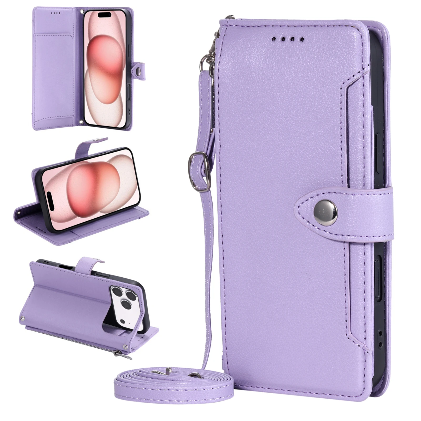 Crossbody 6 Cards Wallet Flip Case For Nokia 2.4 G60 G22 G21 G20 G11 G10 Lychee Wrist Lanyard Leather Zipper Pocket Phone Cover view 3