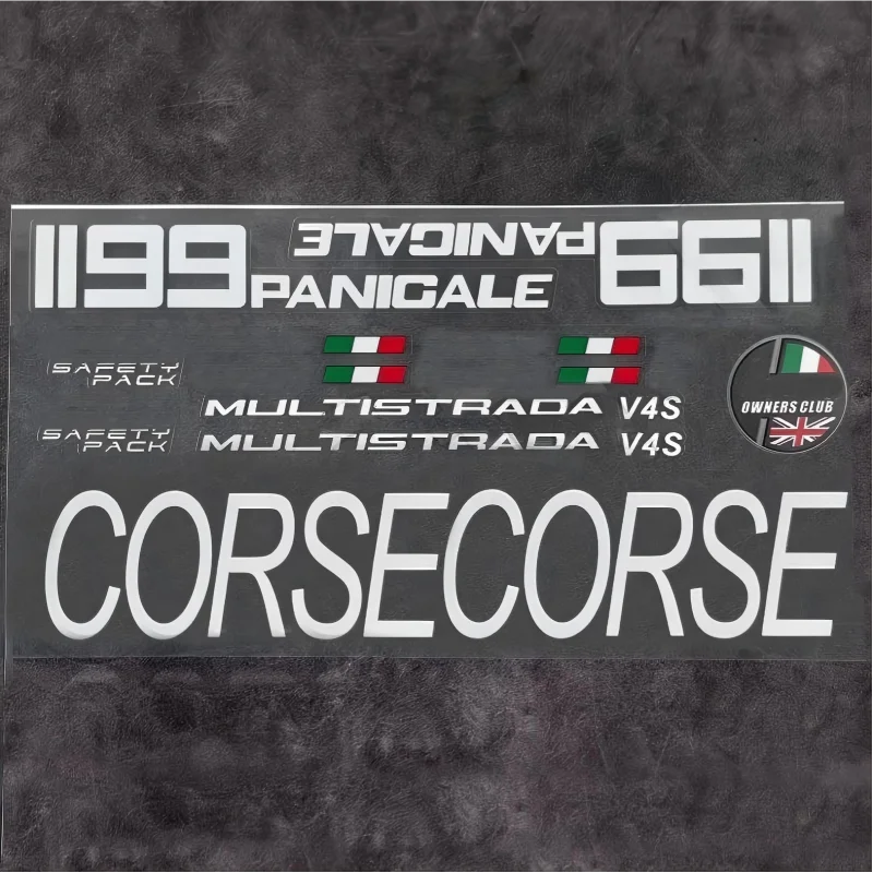 

УФ-материал, подходит для Ducati 1199 797 V4, наклейка на шлем Corse, украшение на корпус мотоцикла, белая наклейка с рисунком мотоцикла