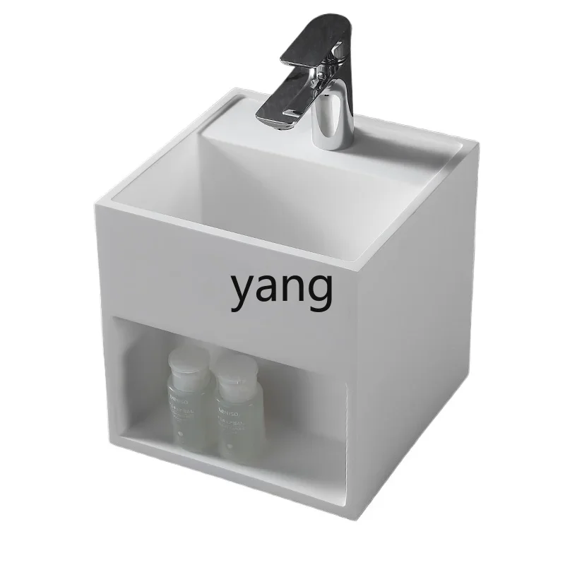 LHH artificial stone hanging basin small bathroom hand washing household wall-mounted light luxury simple hand washing basin