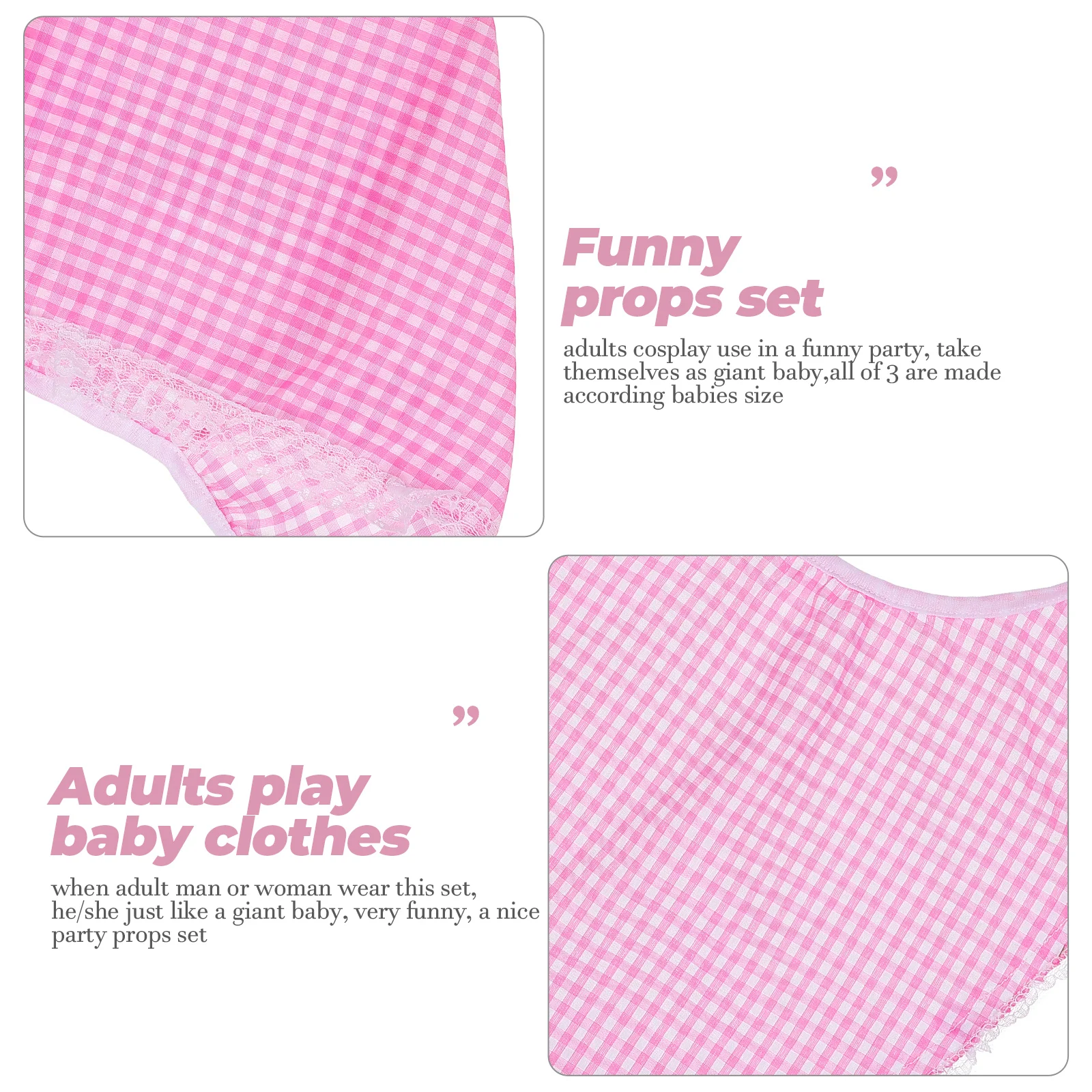 

3 Pcs Baby Pacifier Bib Hat Set Adults Kids Reusable Cosplay Costume Giant Baby Funny Party Props Infant Accessories Washable