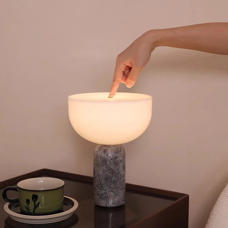 Danish Design Marble Table Lamp Touch Switch Atmosphere Desk Light for Living Room Bedroom Bedside Modern Portable Desk Lamps