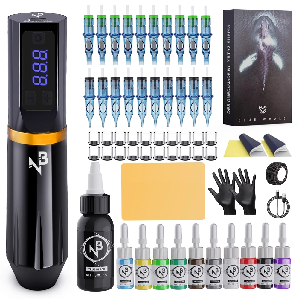 

Комплект тату-ручки, высококачественный беспроводной комплект тату-машины, встроенный источник питания большой емкости 2000 мАч и японский высококачественный бесщеточный двигатель, усовершенствованный набор тату-мастера, принадлежности для татуировки и пр