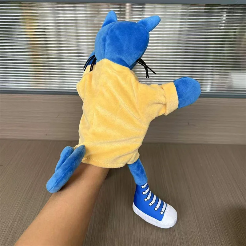 Cartoon Pete the Cat Plush Toy with Guitar Stuffed Doll Hand Puppet Family Role Play Soft Cushion Pillow Fans Birthday Xmas Gift