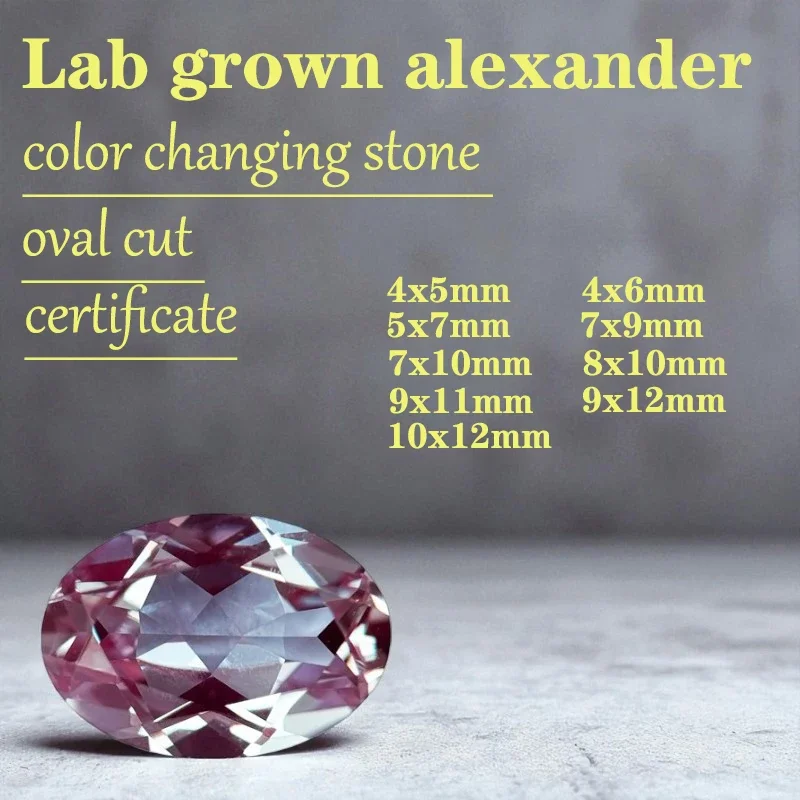 Oval Shape Alexandrite Lab Grown Gemstone Color Changing Stone with Certificate DIY Chamrs Ring Necklace Earrings Main Materials