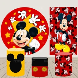 Round Disney Mickey Mouse Background Kids Birthday Party Photography Banner Circle Cylinder Backdrop Decoration Props