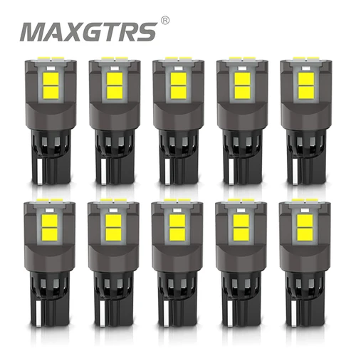 10x W5W LED T10 bombillas LED Canbus 3080 SMD para luces de posición de estacionamiento de coche luces de techo de mapa Interior 12V blanco rojo lámpara de coche 6500K