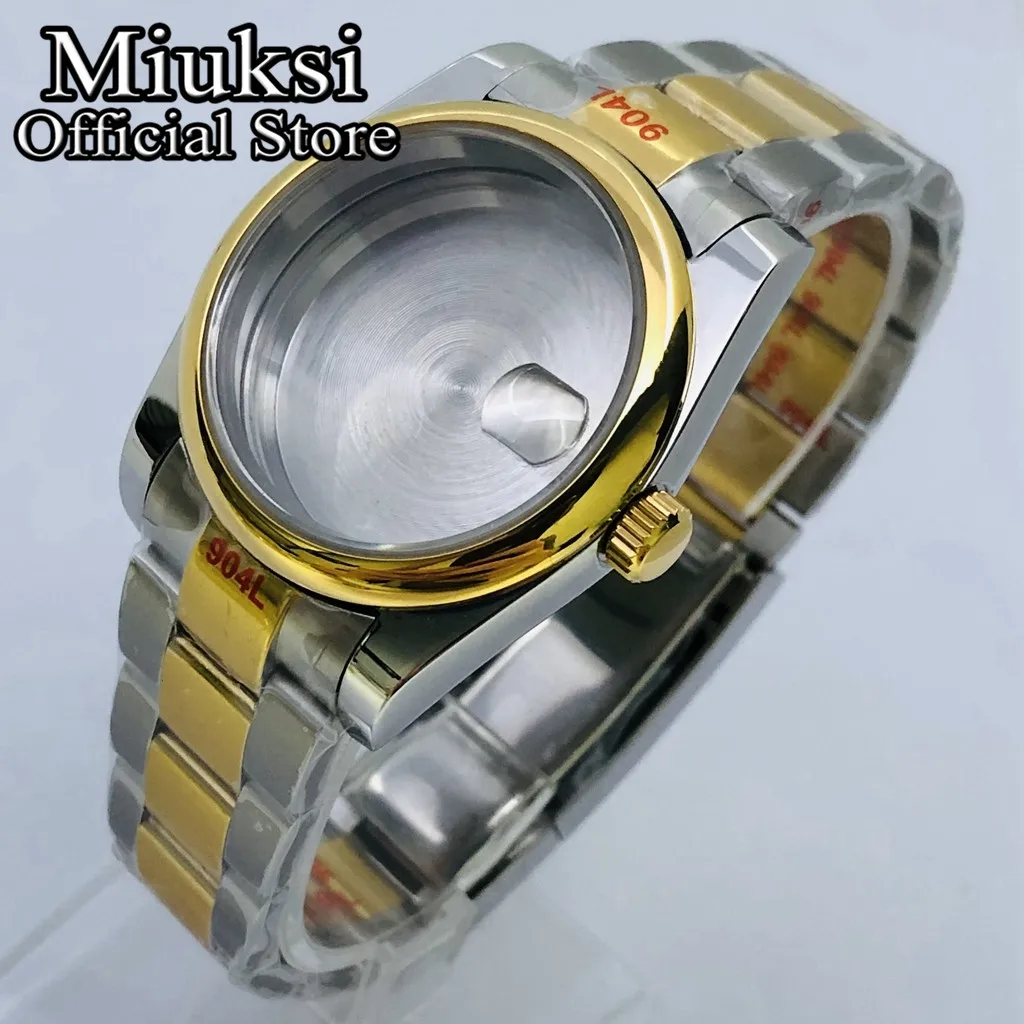 

Miuksi 36mm/39mm silver gold watch case sapphire glass fit NH35 NH36 ETA2824 2836 Miyota8205 8215 Mingzhu DG2813 3804 movement