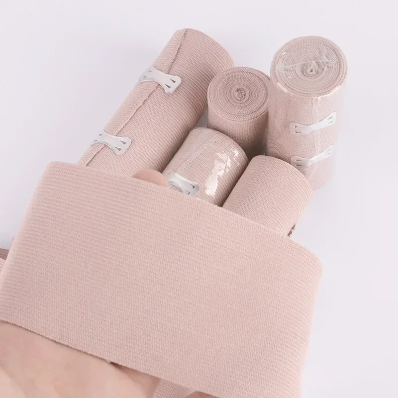 1 Roll Compression Bandage Wrap with Clips,Sports Bandages Tape for Ankle, Wrist, Arm, Leg Sprains First Aid Bandages Measure