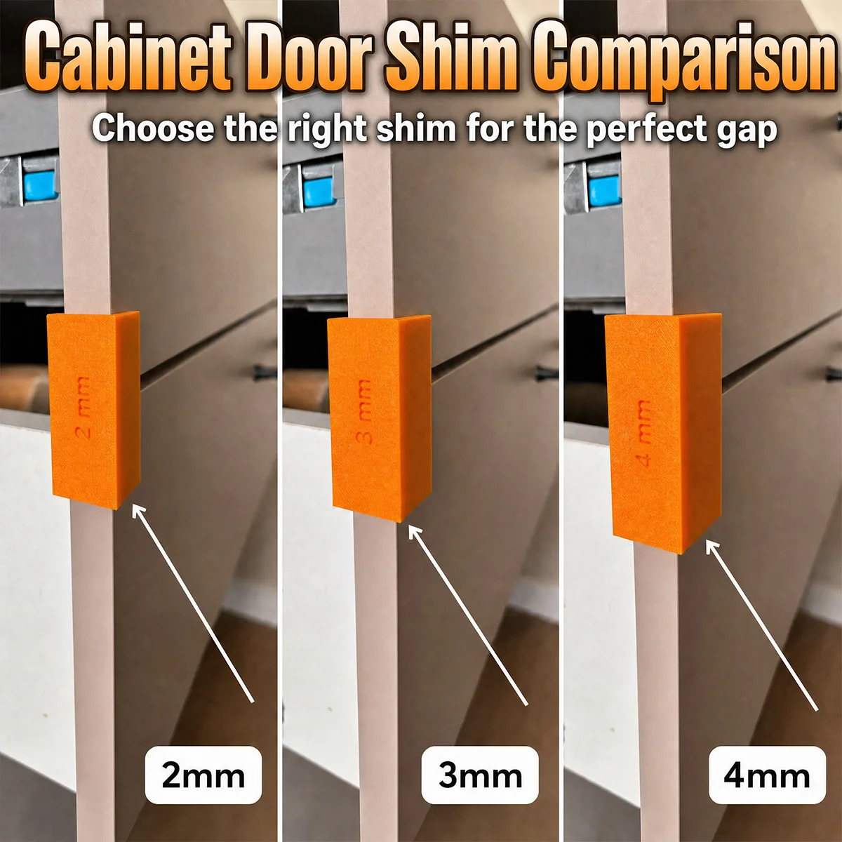 2Pcs Woodworking Drawer Slide Gasket Cabinet Door Angle Code Separate 2/3/4mm Gaps for Boards Below 18mm Home Improvement Parts