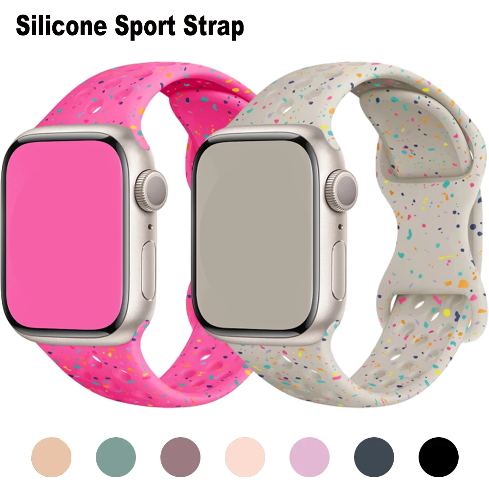 

Silicone Sport Strap For Apple Watch Band 44mm 45mm 41mm 40mm 49mm 42mm 38mm Bracelet for iWatch Series Ultra 2 SE 9 8 7 6 5 4 3