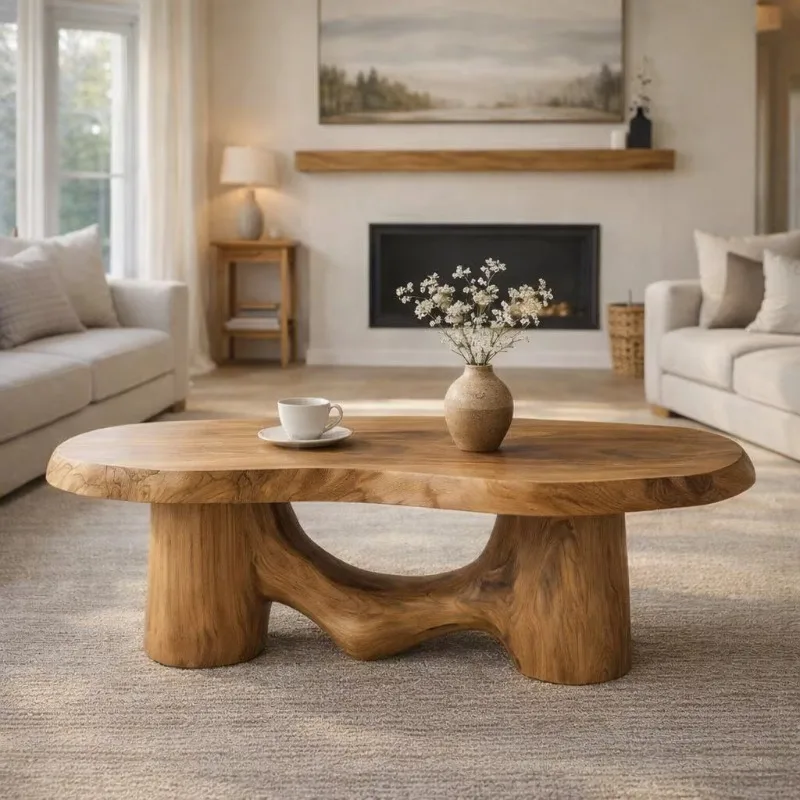 Farmhouse style solid wood modern coffee table natural wood handmade living room decorative table home furniture wood