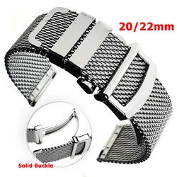 20mm 22mm Quick Release Milanese Mesh Watch Strap Pilot Folding Buckle Men Women for Samsung Galaxy for Huawei GT4 Bracelet Band