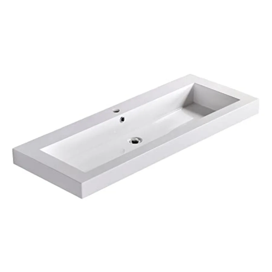

Раковина-тумба для ванной Dowell Long Topmount, белая, из полимерной смолы, 48 x 18, прямоугольная, с одной чашей