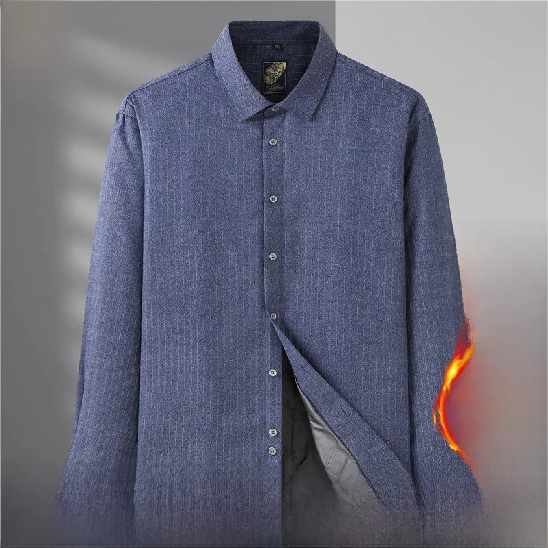 

Extra Large Size Men's down Long Sve irt Winter Thiened Loose plus Size Casual Warm Striped Casual Faion Ci Sle