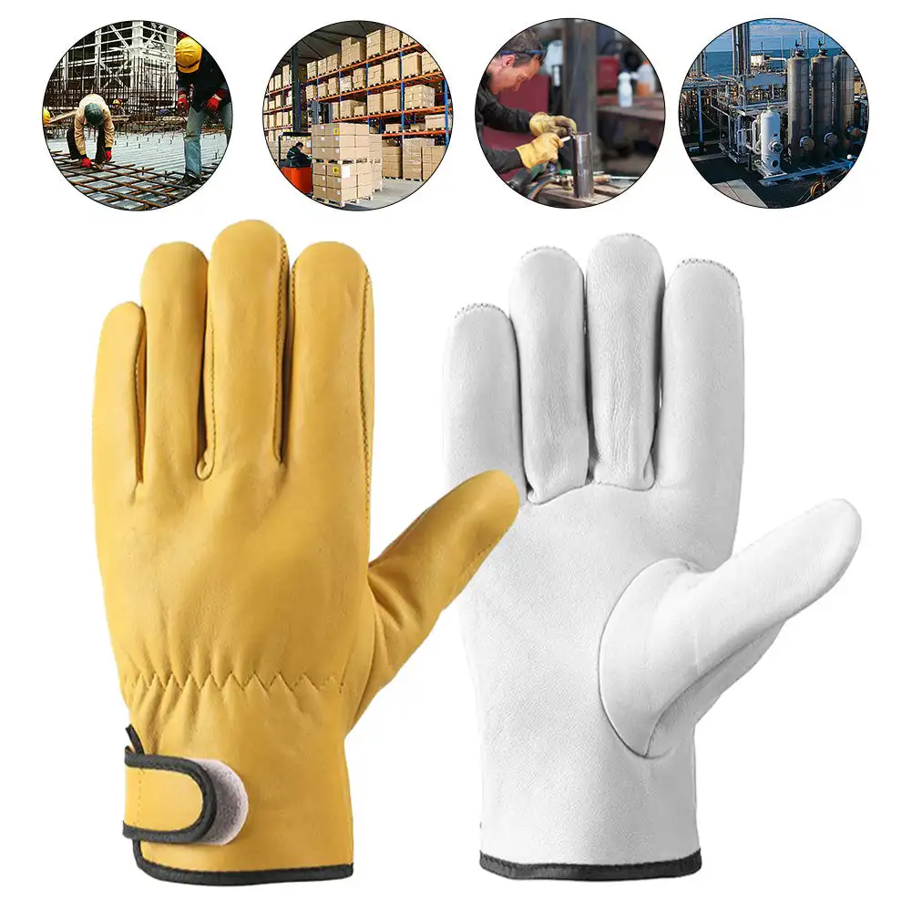 1 Pair Work Protective Gloves Soft Sheepskin Leather Hunting Driving Farm Garden Protection Gloves Welding Security Safety Glove