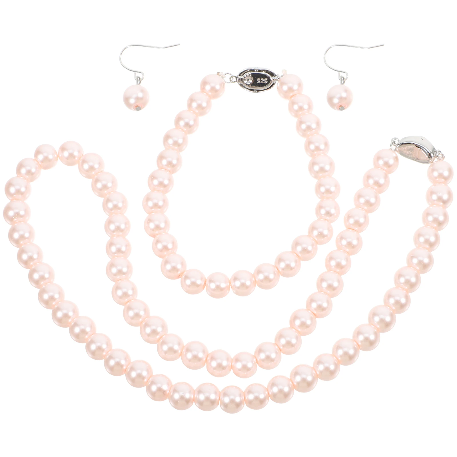 

Pearl Jewelry Set Necklace Earrings Bracelet Choker for Women Stylish Party Wear Lightweight Durable Premium Material Birthday