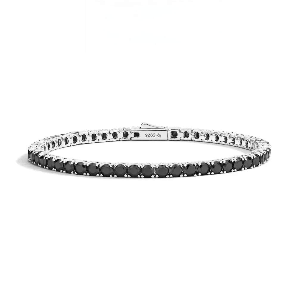 FCGJHW Round 3.0mm 3.5mm Black Moissanite Tennis Bracelet For Man Women S925 Silver Pass Diamond Test Jewelry Bracelets 2026