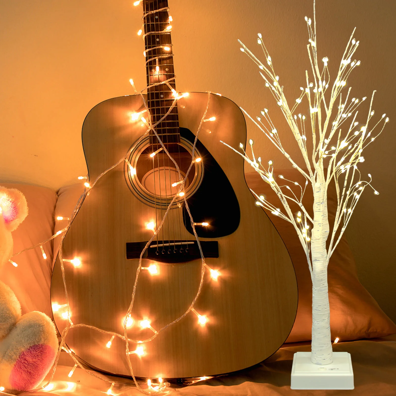 

Glowing Tree Decorative Light PVC Plastic Birch Night Light Warm Bedroom Kids Room Study Office Dorm Table Lamp