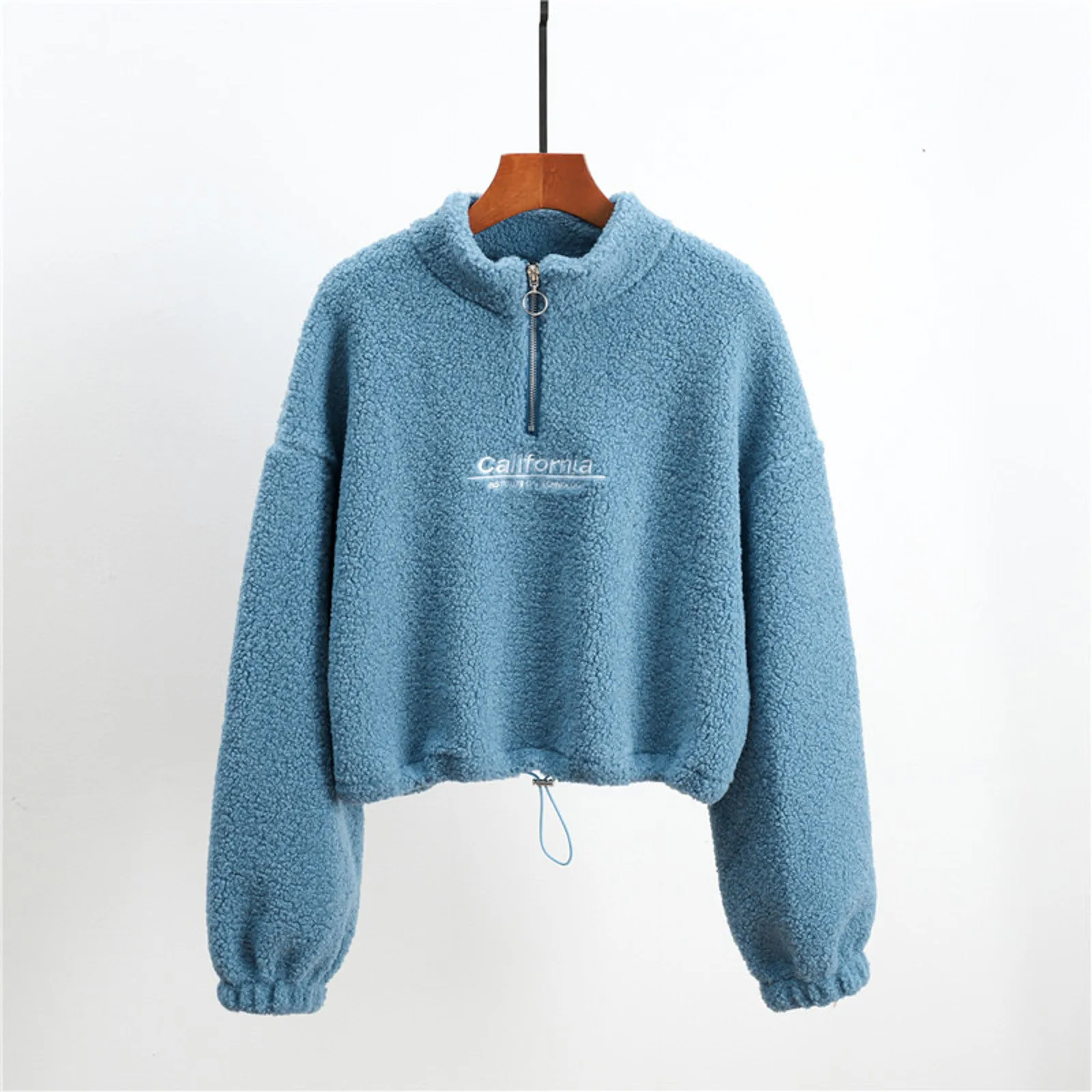 Lamb Fleece Sweatshirt Jacket Autumn Winter Korean Fashion Loose Lamb Imitation Plush Zipper Sweatshirt Women Pullover Y2k Tops