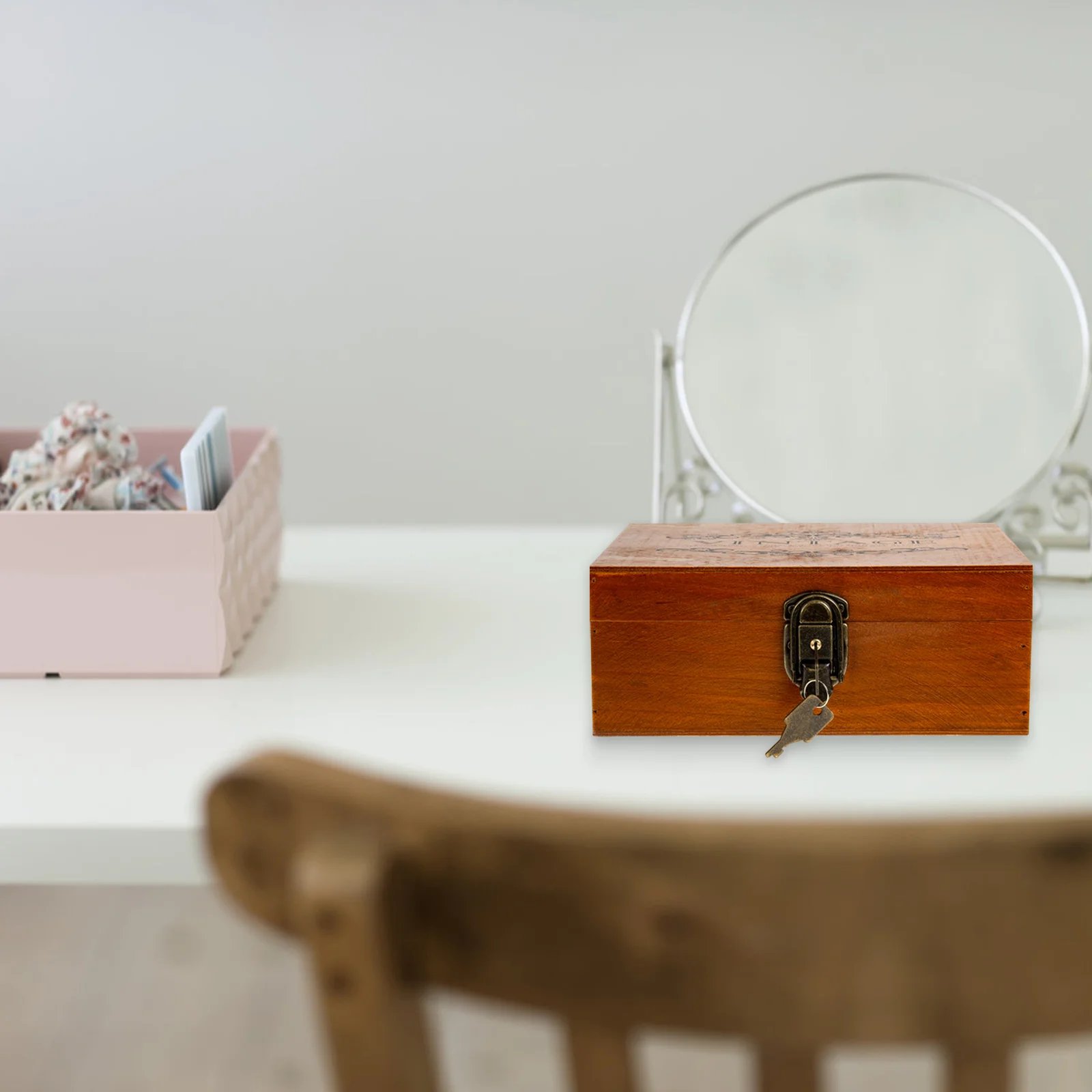 

Wooden Jewelry Box Organizer with Lock Storage Case for Accessories Delicate Lightweight Decor Gift