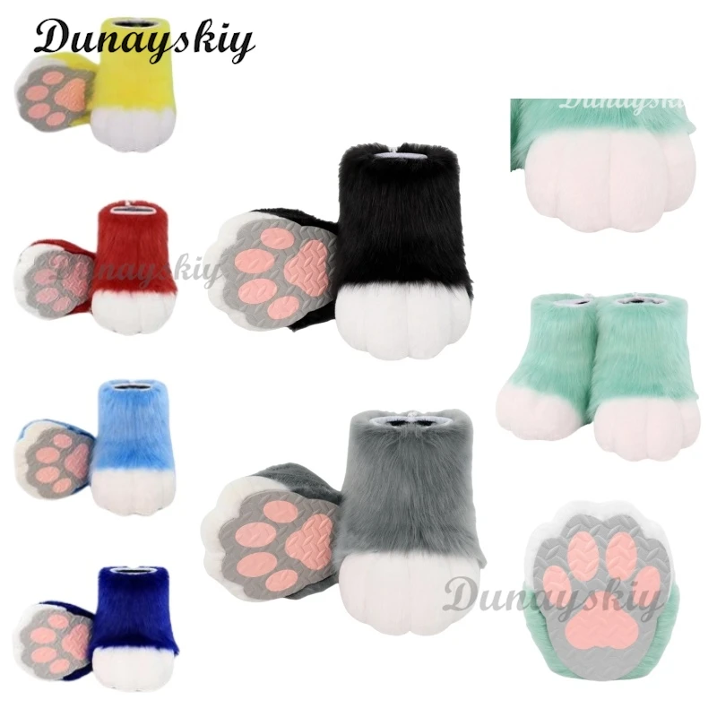 Fursuit Cosplay Paw Shoes Furry Cosplay Rubbit Cat Boots Accessories Cute Fluffy Animal Manga Party Cos Wearable Unisex Costume