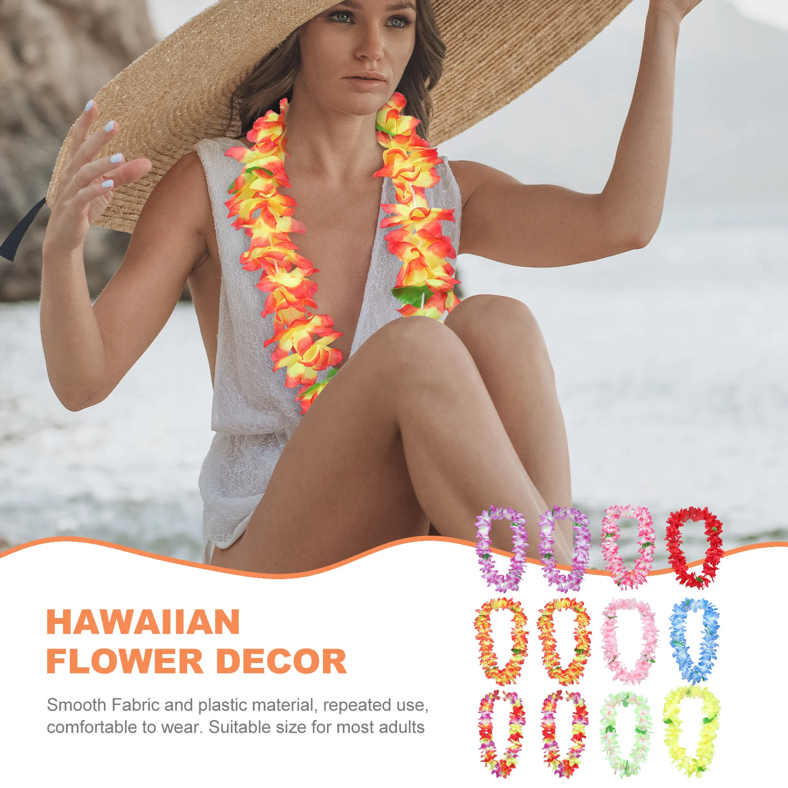 

12 Pcs Dance Wreath Wreaths Hawaiian Beach Party Necklace Flower Necklaces Decorations Garland Fabric Child