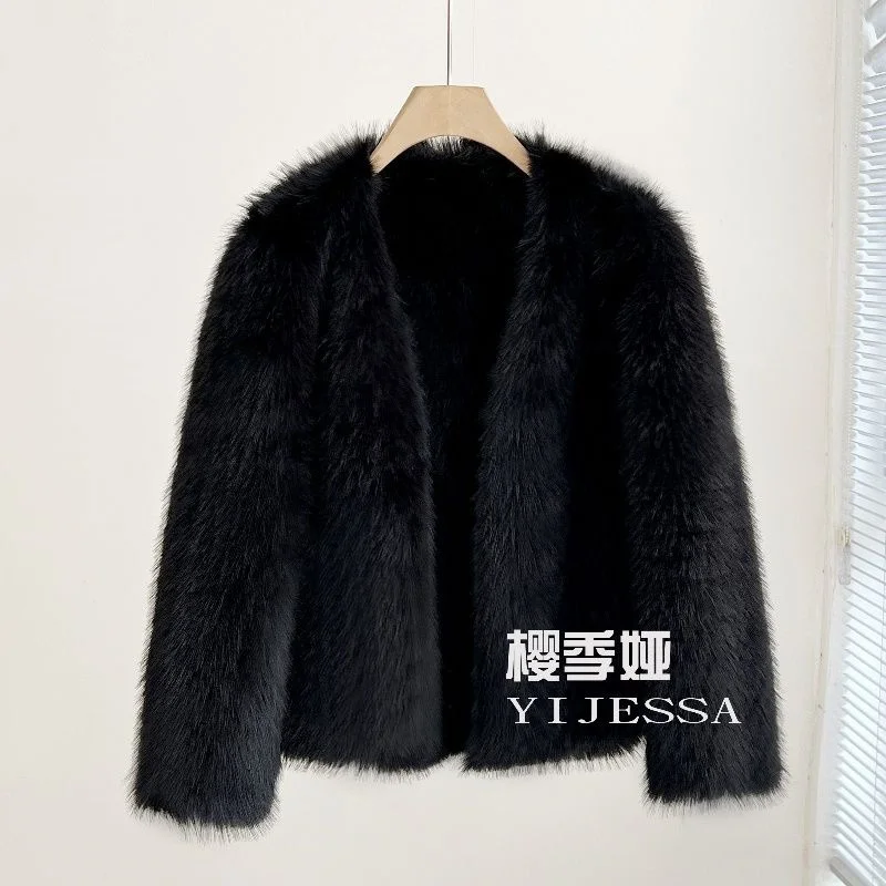 2024 Winter Female New Short Haining Double sided Fur Coat, Women\'s Classic, Versatile, Comfortable, Warm Fur Integrated Coat