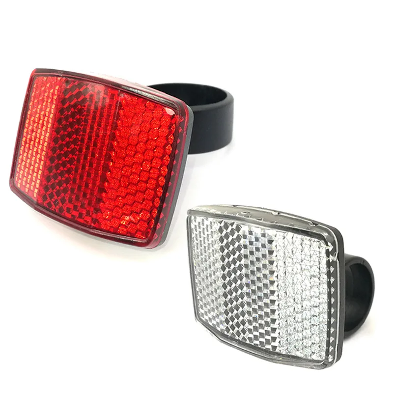 New 1Pcs High Quality Bicycle Reflector Reflective Front Rear Warning Light Bike Handlebar Safety Lens Road Bike White/Red