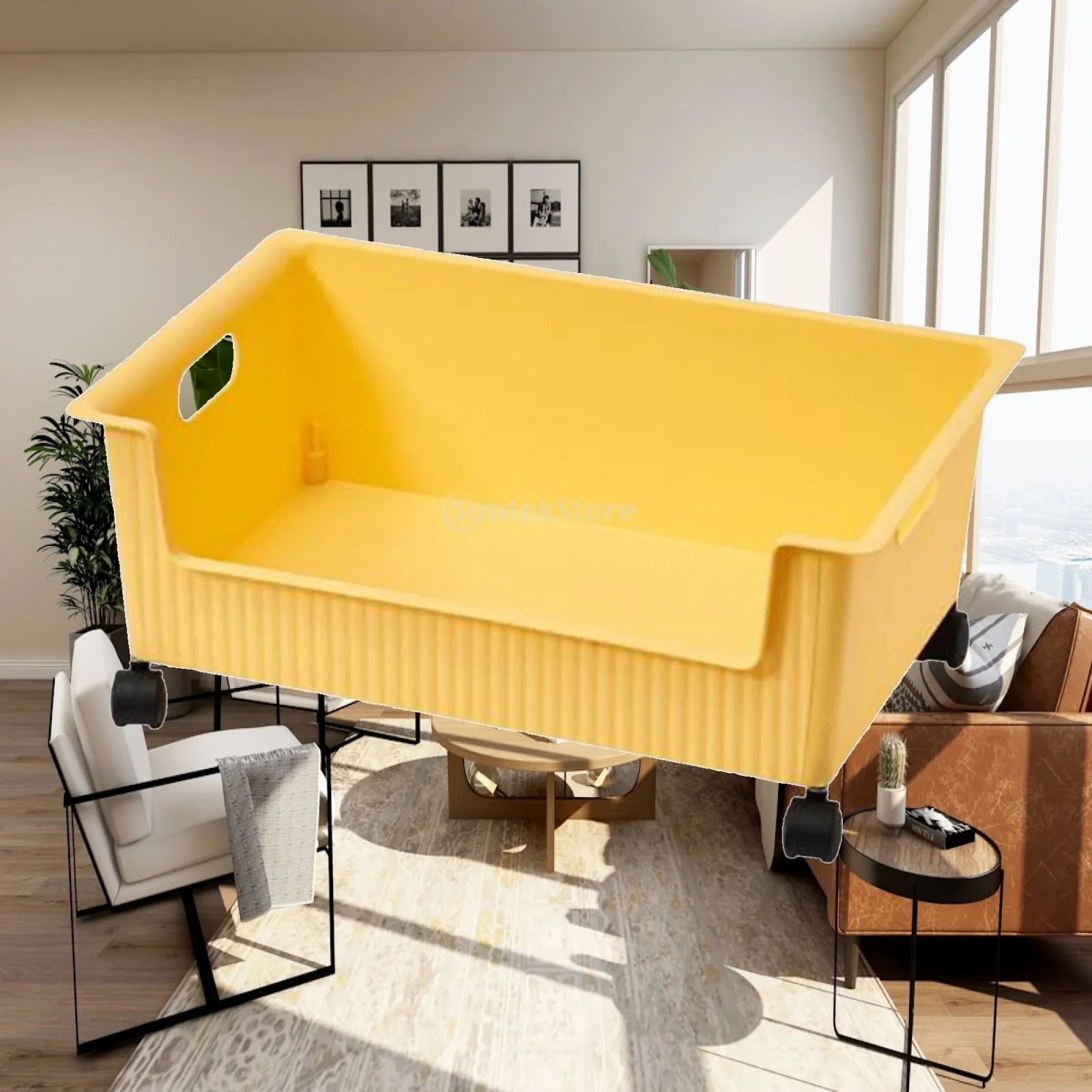 Storage Bin Storage Box with Wheels Multifunctional Portable Supplies Clothes Organizer for Living Room Cupboard