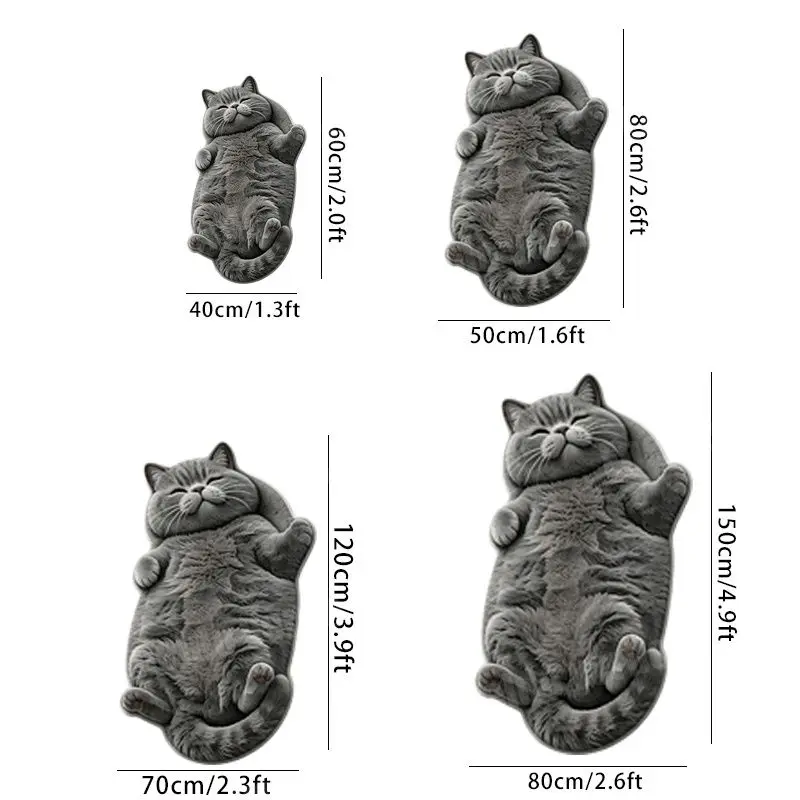 VIKAMA Lazy English Short Blue Cat Alien Plüsch-Langteppich für Eingangsbereich, Badezimmer, Wohnzimmer, niedliche Cartoon-Bodenmatte für Zuhause
