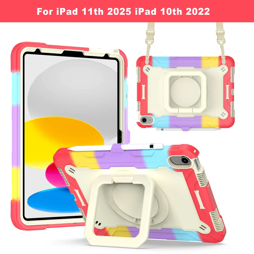 

Чехол для планшета для iPad (A16) 11-го поколения, 11 дюймов, 2025 iPad 10-го поколения, 10,9 дюйма, 2022, защитный чехол, вращающаяся на 360 градусов подставка